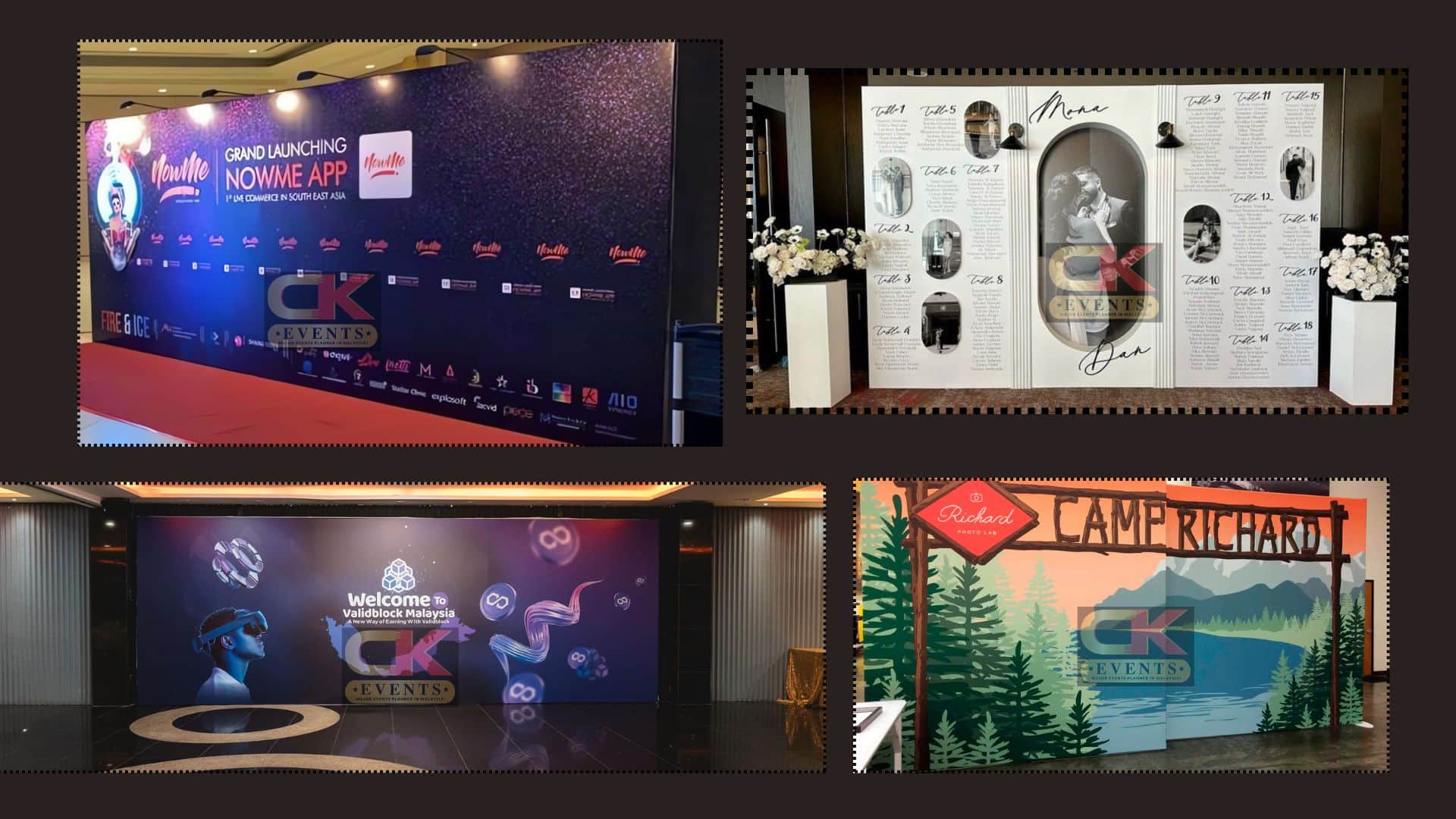 Corporate launch media wall, wedding photo wall and branded event backdrops