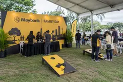 Maybank corporate family day design reference with corporate family-day welcome and low games field