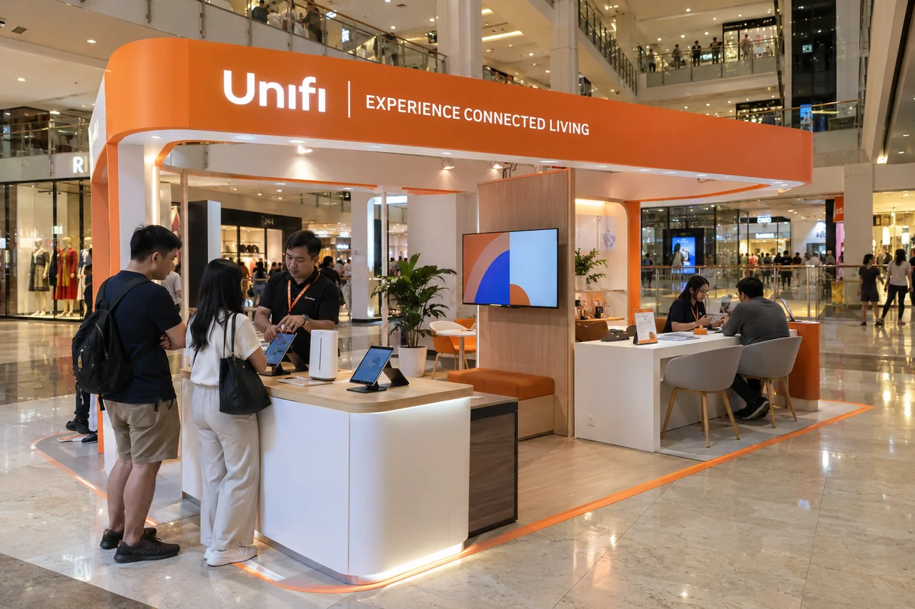 Unifi mall activation design reference with connected-living mall experience island
