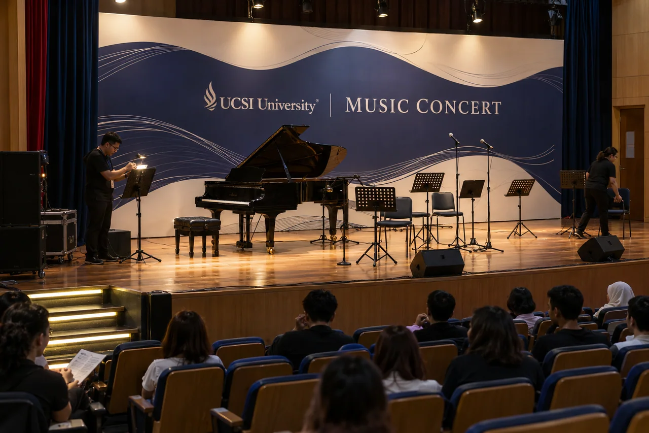 UCSI University music concert design reference with indoor recital stage and music stands