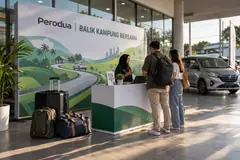 Perodua balik kampung theme design reference with balik-kampung showroom roadtrip photo zone
