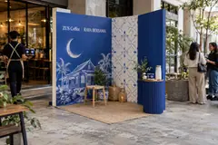 ZUS Coffee raya photo booth design reference with raya cafe photo station