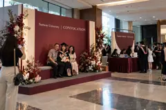 Sunway University university convocation design reference with graduation reception and portrait alcove
